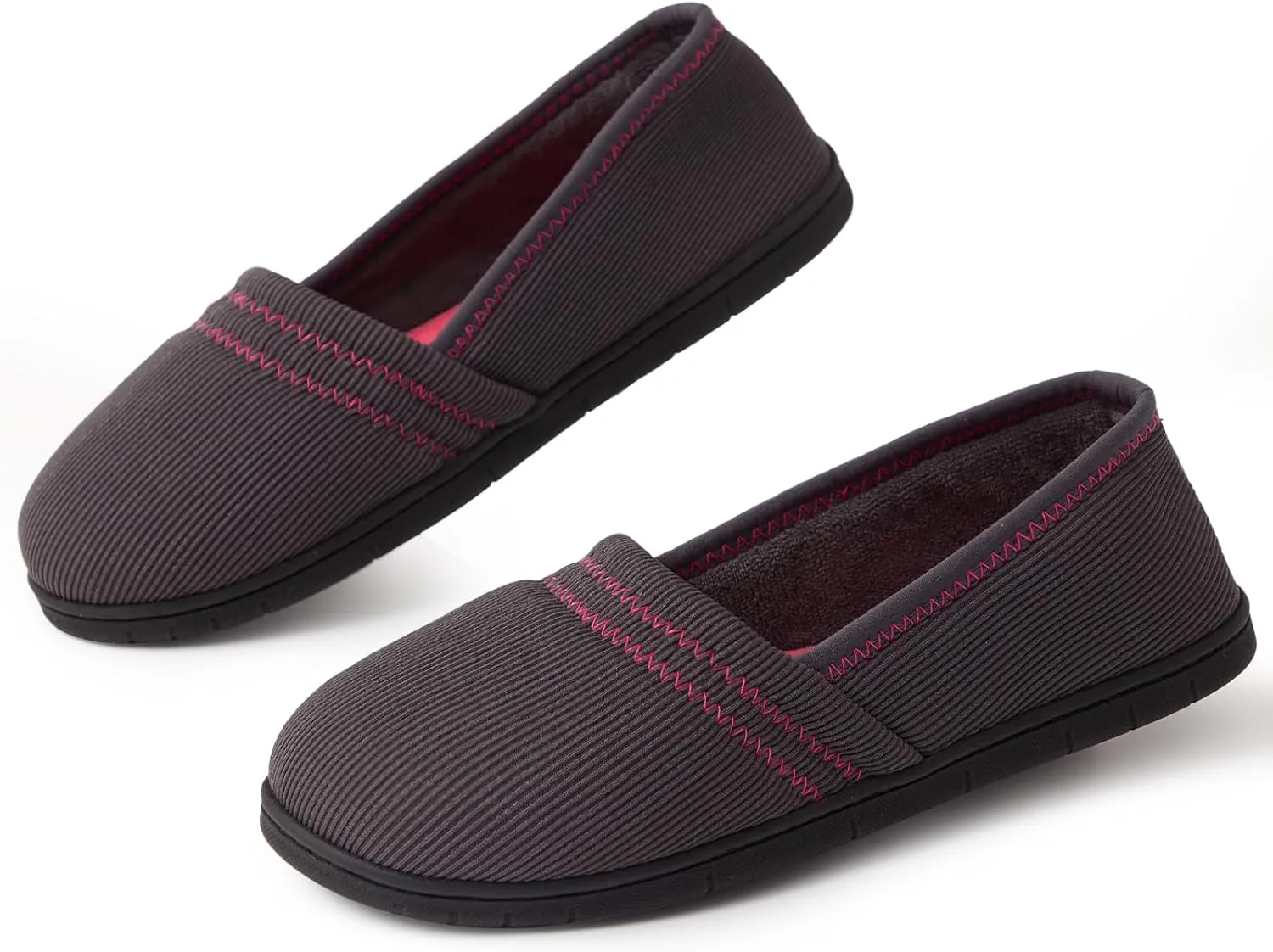 House Shoes for Women Comfy Memory Foam Loafer Slippers for Ladies Non-slip Sole for Comfort Ballet Flat with Closed Back Indoor and Outdoor for All Season Wear DarkGrey NavyBlue US6-US11