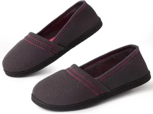 House Shoes for Women Comfy Memory Foam Loafer Slippers for Ladies Non-slip Sole for Comfort Ballet Flat with Closed Back Indoor and Outdoor for All Season Wear DarkGrey NavyBlue US6-US11