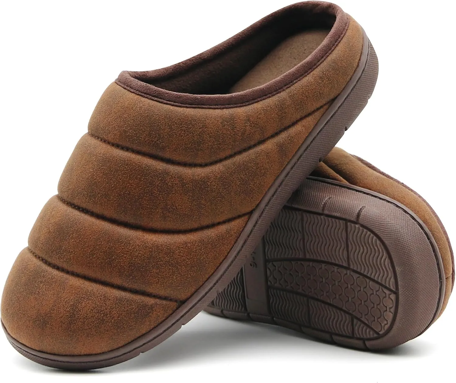 House Slippers for Men, Memory Foam Comfy Mens Slippers with Arch Support, Slip On Men's Bedroom Slipper with Rubber Sole Indoor Outdoor