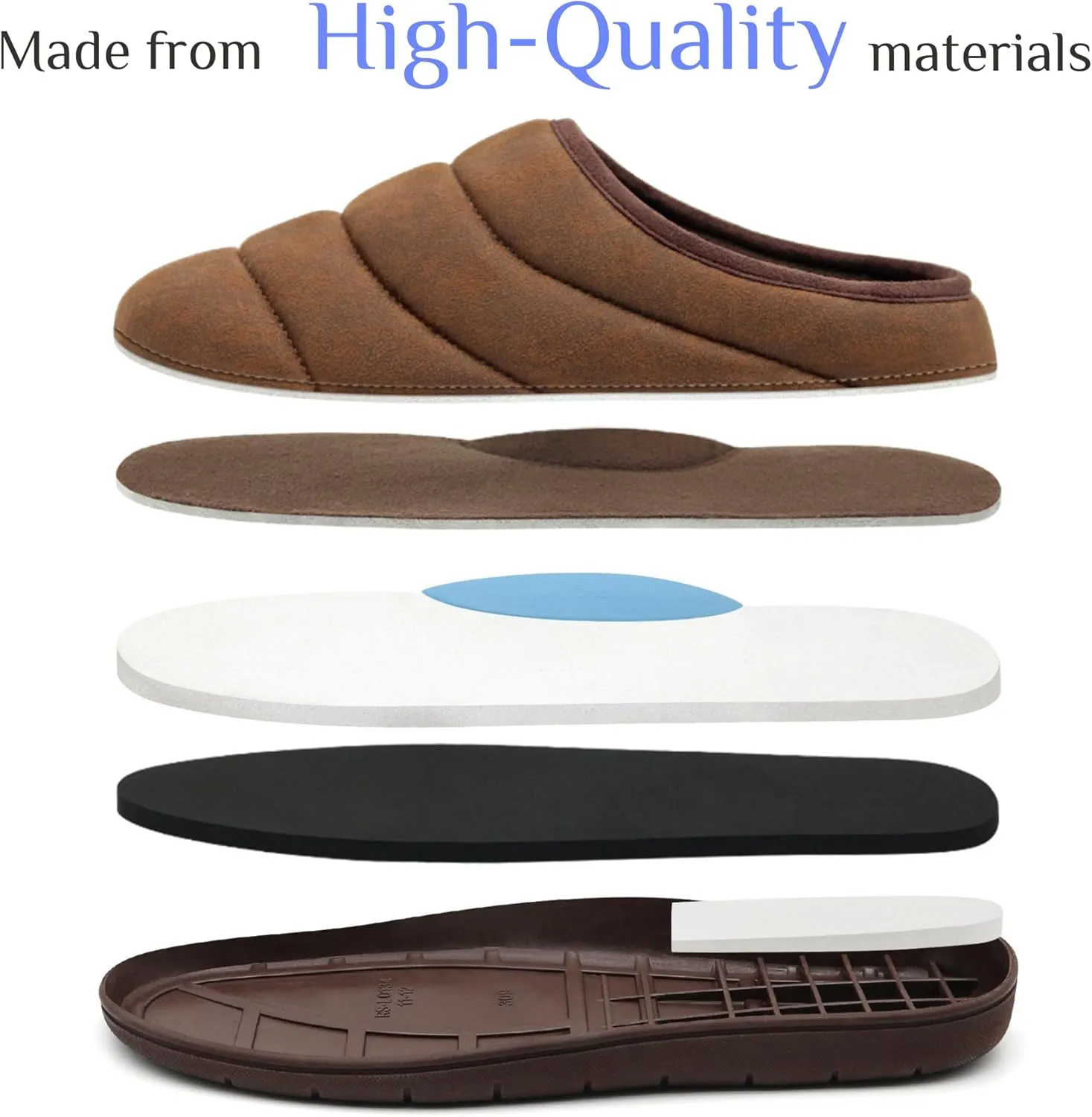 House Slippers for Men, Memory Foam Comfy Mens Slippers with Arch Support, Slip On Men's Bedroom Slipper with Rubber Sole Indoor Outdoor