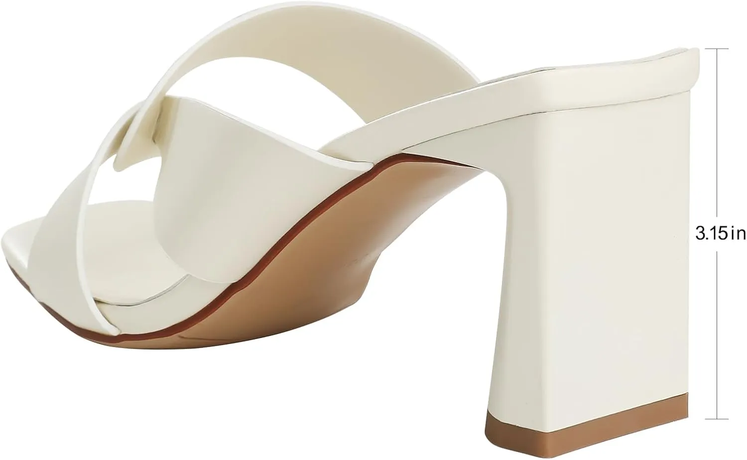 Husmeu Women's High Heeled Sandals for Women Dreesey Summer Mules Square Toe Slip on Heels Chunky Block Heels Sandals