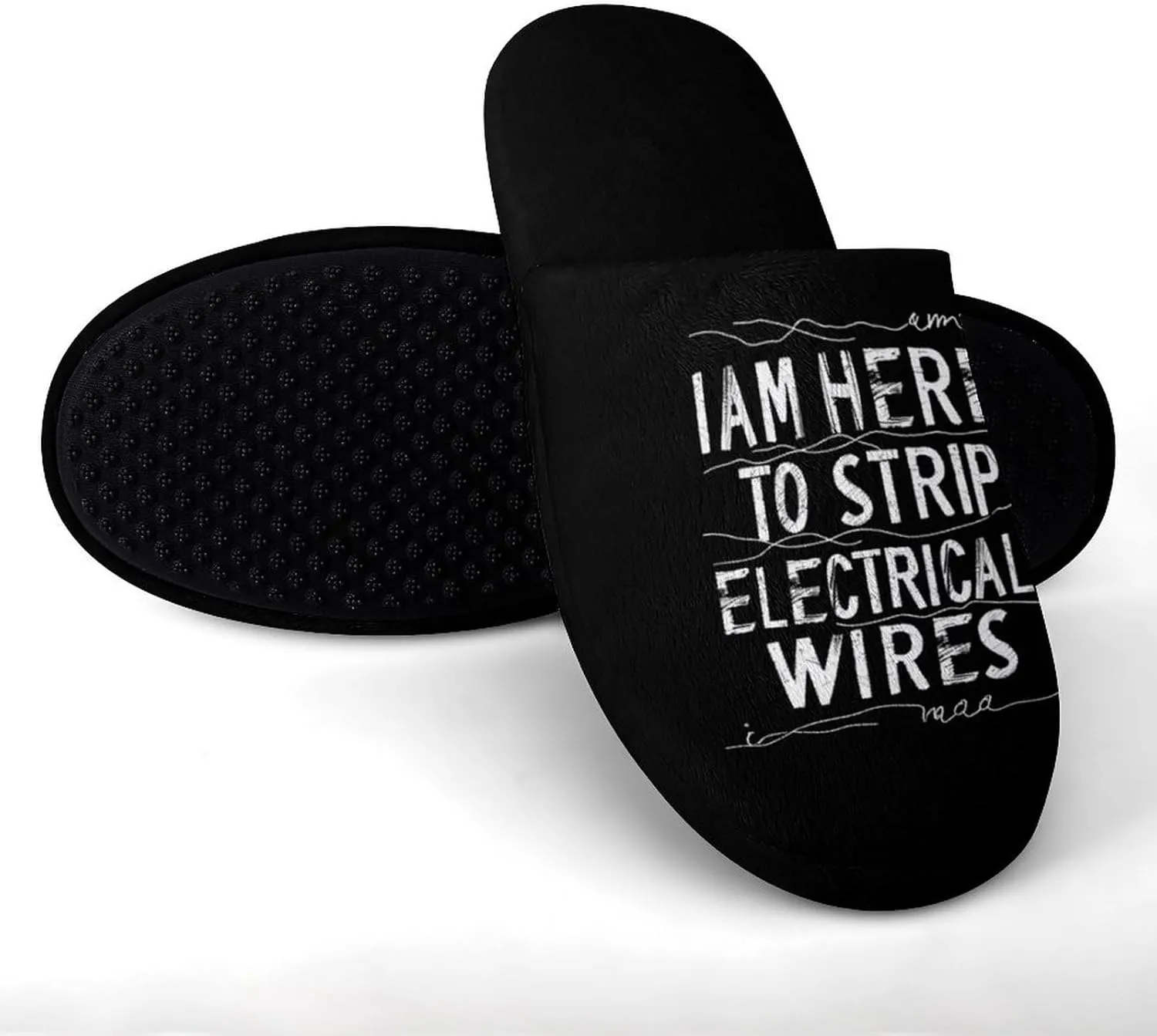 I Am Here To Strip Electrical Wires Flannel Cotton Slippers Anti-Skid Indoor Outdoor Slippers Closed Toe Slip-on House Shoes