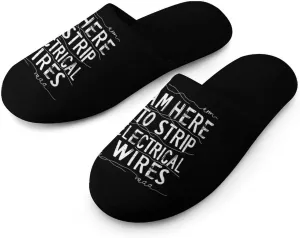 I Am Here To Strip Electrical Wires Flannel Cotton Slippers Anti-Skid Indoor Outdoor Slippers Closed Toe Slip-on House Shoes