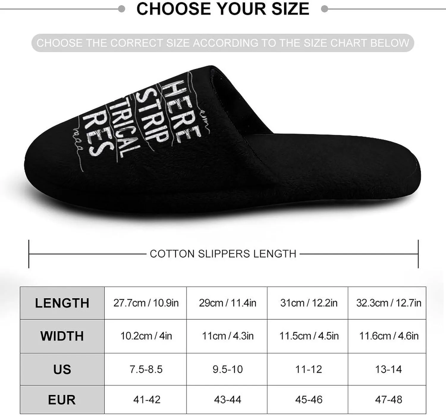 I Am Here To Strip Electrical Wires Flannel Cotton Slippers Anti-Skid Indoor Outdoor Slippers Closed Toe Slip-on House Shoes