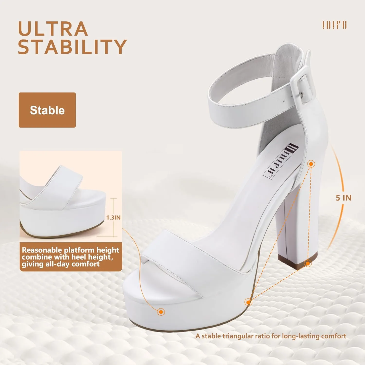 IDIFU Women's Ankle-Strap Heeled Sandal