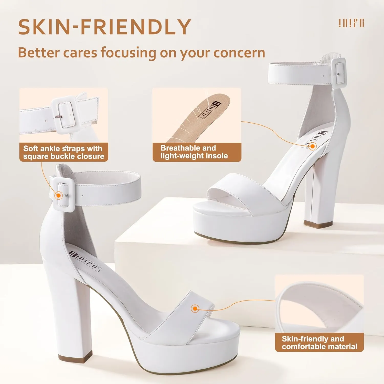 IDIFU Women's Ankle-Strap Heeled Sandal