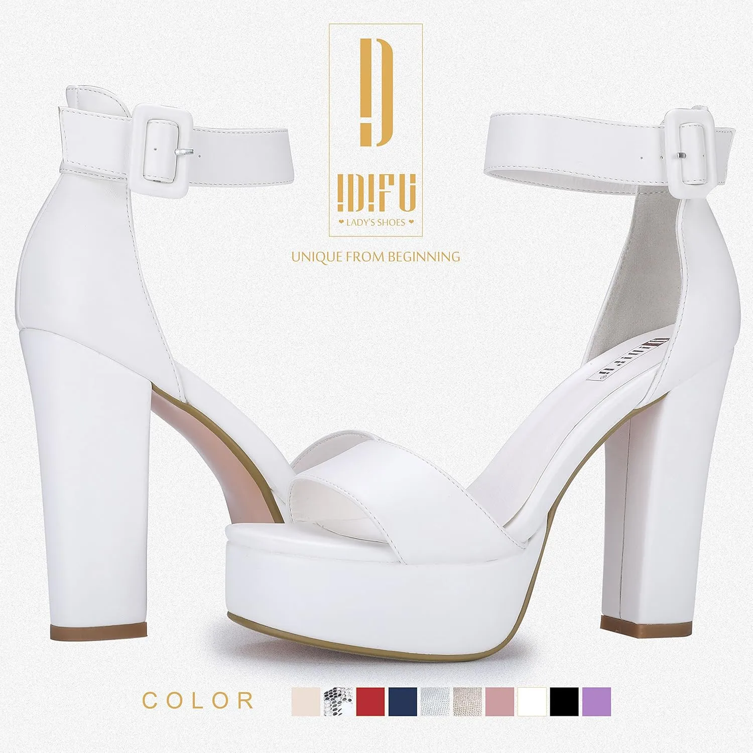 IDIFU Women's Ankle-Strap Heeled Sandal
