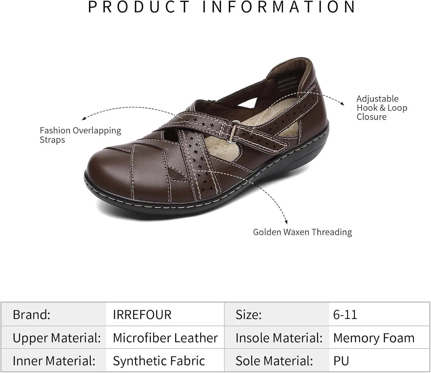 Irrefour Women's Classic Genuine Leather Casual Loafer Cute Slip-On Fashion Closed Toe Flat Sandal Comfy Work Sandal Everyday Walking Shoe