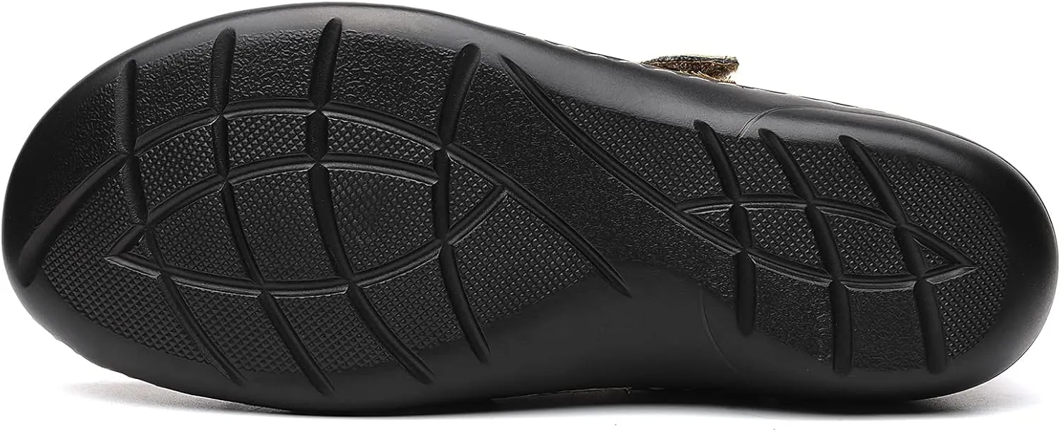 Irrefour Women's Classic Genuine Leather Casual Loafer Cute Slip-On Fashion Closed Toe Flat Sandal Comfy Work Sandal Everyday Walking Shoe