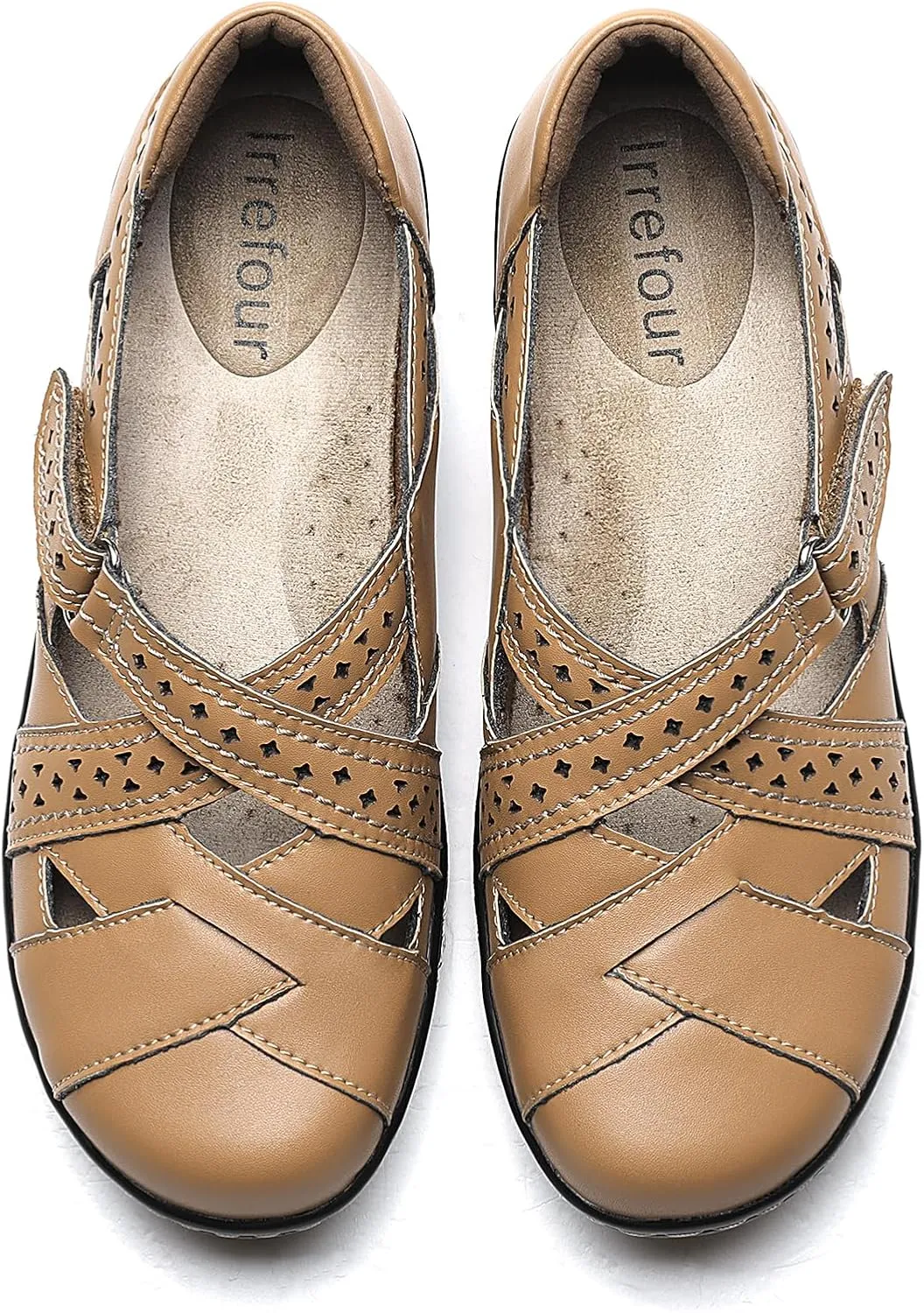 Irrefour Women's Classic Genuine Leather Casual Loafer Cute Slip-On Fashion Closed Toe Flat Sandal Comfy Work Sandal Everyday Walking Shoe