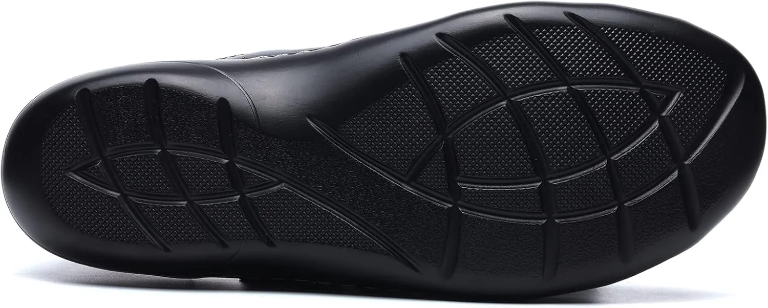 Irrefour Women's Classic Genuine Leather Casual Loafer Cute Slip-On Fashion Closed Toe Flat Sandal Comfy Work Sandal Everyday Walking Shoe
