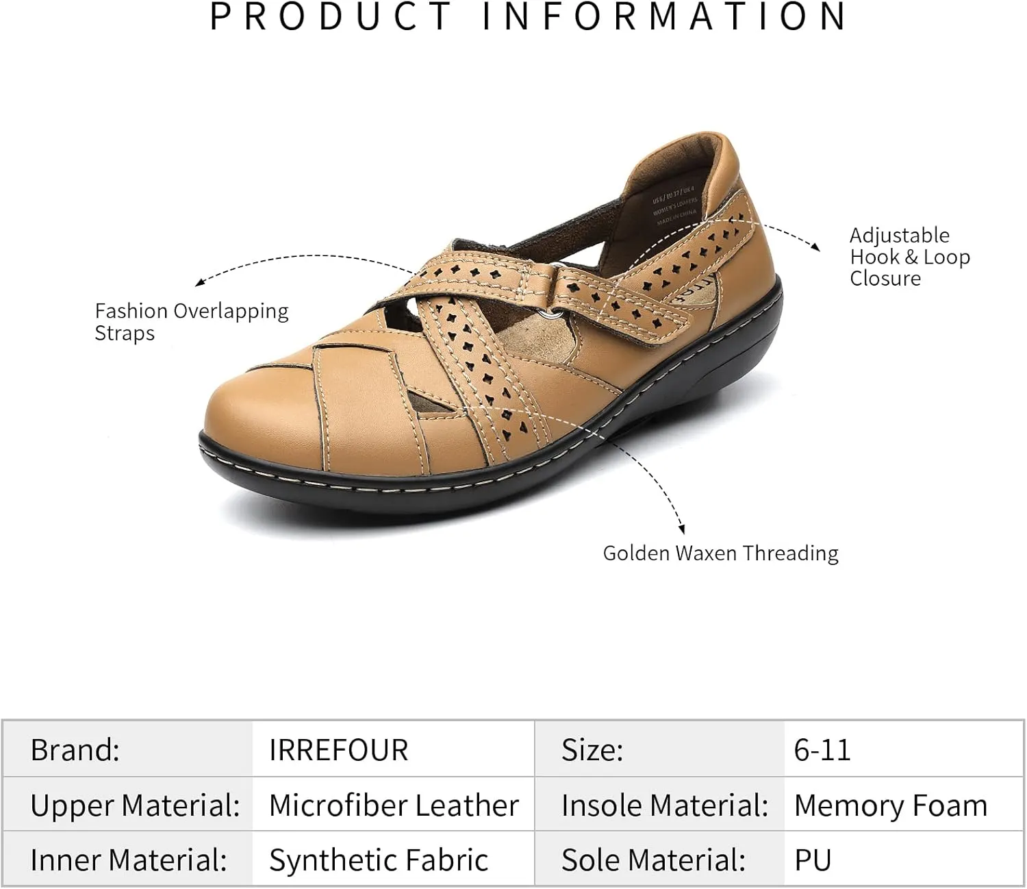 Irrefour Women's Classic Genuine Leather Casual Loafer Cute Slip-On Fashion Closed Toe Flat Sandal Comfy Work Sandal Everyday Walking Shoe