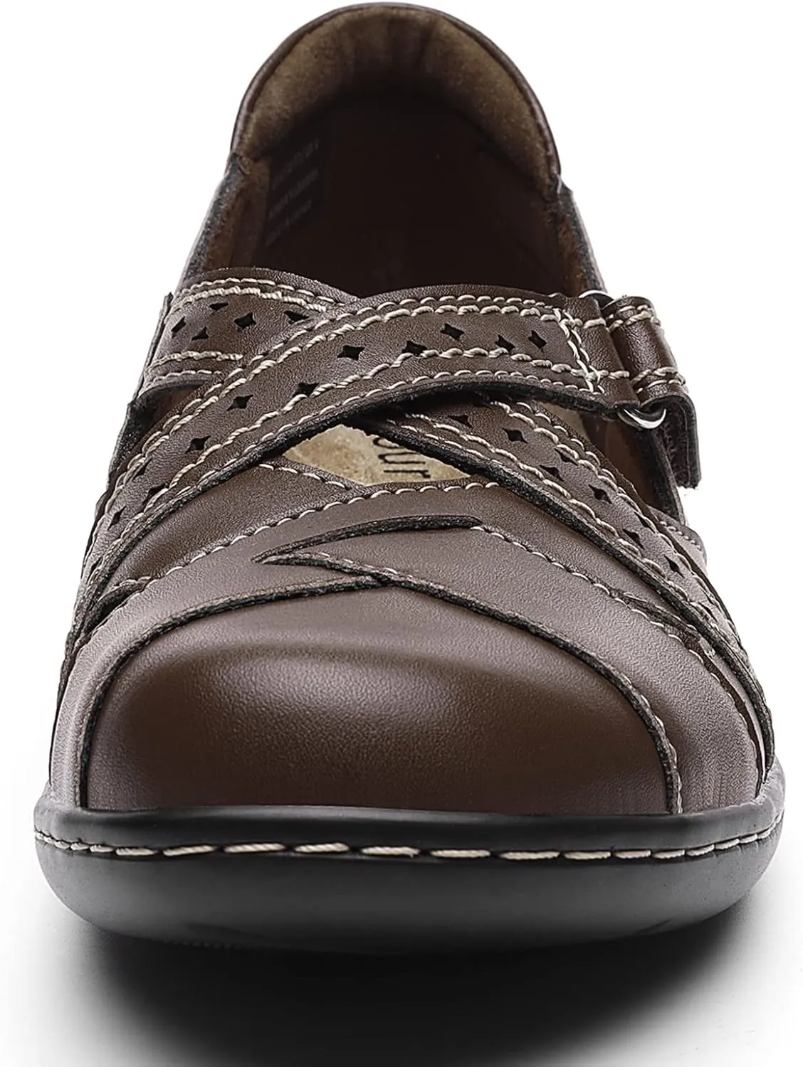Irrefour Women's Classic Genuine Leather Casual Loafer Cute Slip-On Fashion Closed Toe Flat Sandal Comfy Work Sandal Everyday Walking Shoe