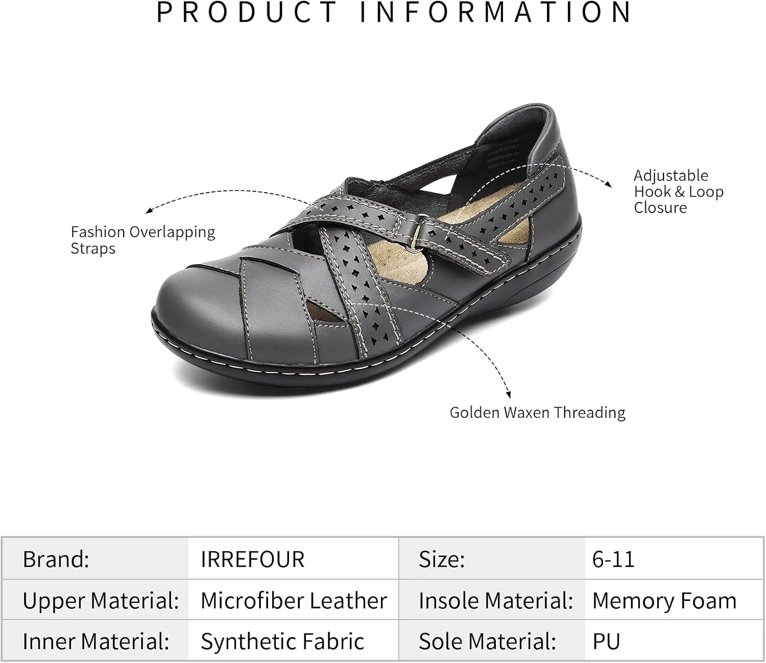 Irrefour Women's Classic Genuine Leather Casual Loafer Cute Slip-On Fashion Closed Toe Flat Sandal Comfy Work Sandal Everyday Walking Shoe