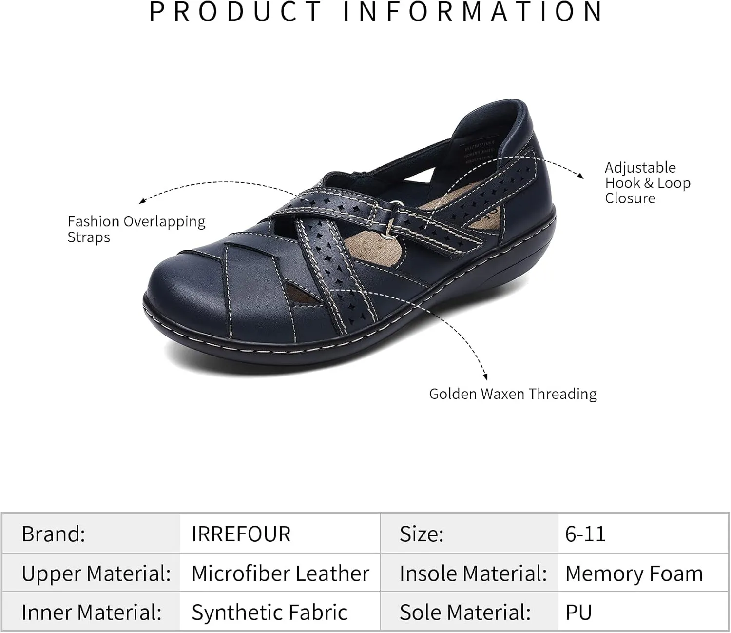 Irrefour Women's Classic Genuine Leather Casual Loafer Cute Slip-On Fashion Closed Toe Flat Sandal Comfy Work Sandal Everyday Walking Shoe