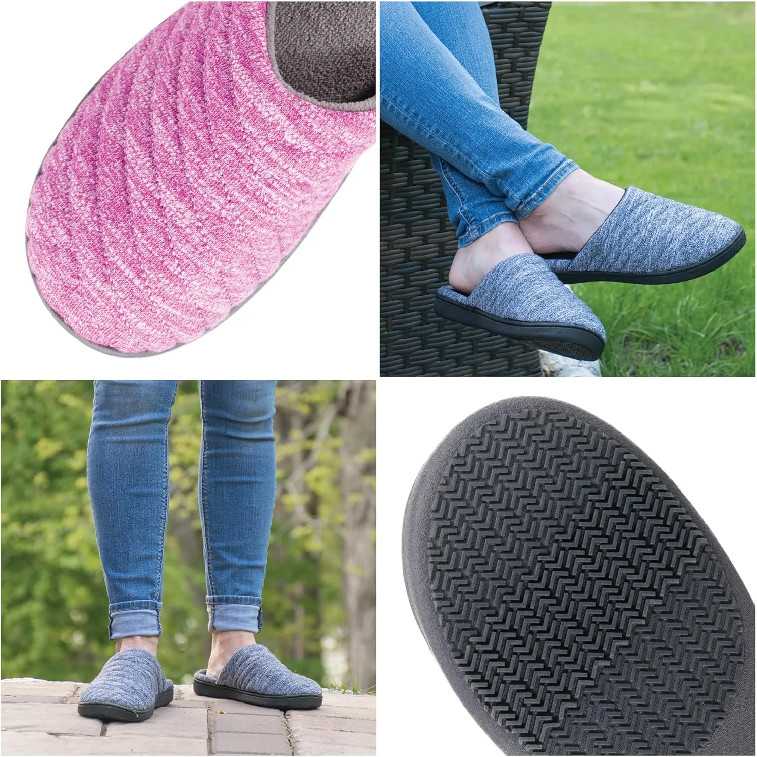 isotoner Women's Andrea Space Knit Slide Slippers