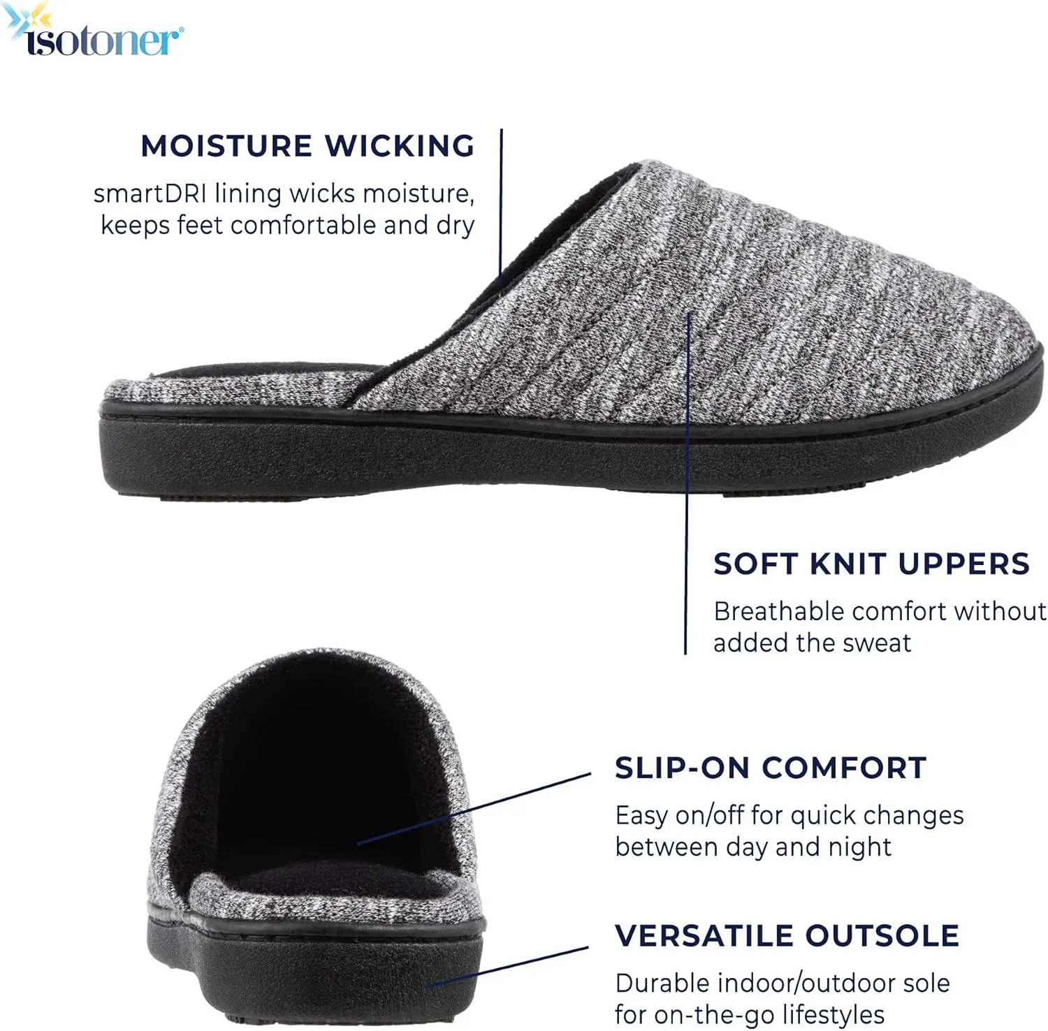 isotoner Women's Andrea Space Knit Slide Slippers