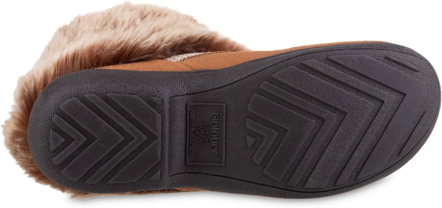 Isotoner Women's Recycled Microsuede Mallory Slipper, with Memory Foam and Indoor/Outdoor Sole