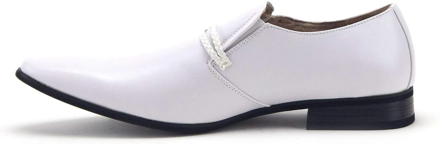 Jazame Men's 98105 Urban Pointed Toe Slip On Belted Loafers Dress Shoes
