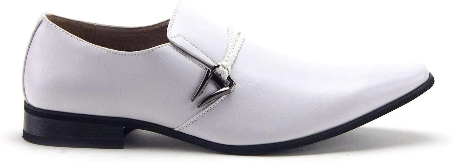 Jazame Men's 98105 Urban Pointed Toe Slip On Belted Loafers Dress Shoes
