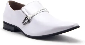 Jazame Men's 98105 Urban Pointed Toe Slip On Belted Loafers Dress Shoes
