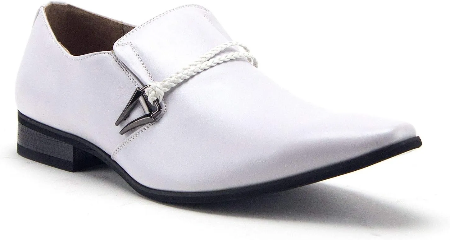Jazame Men's 98105 Urban Pointed Toe Slip On Belted Loafers Dress Shoes