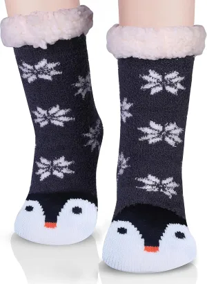 Jeasona Women’s Fuzzy Slipper Socks With Grippers Cozy Warm Cute Animal Gifts