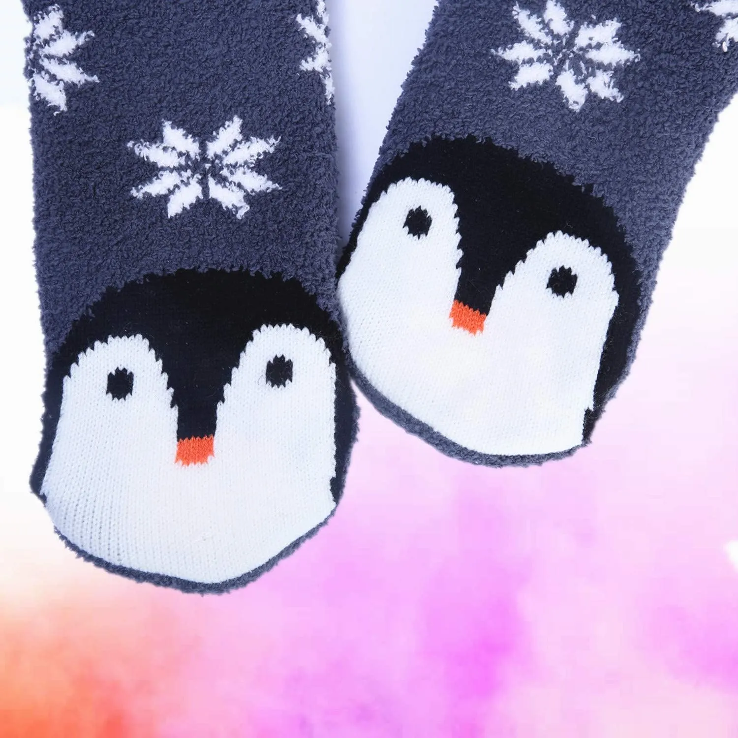 Jeasona Women’s Fuzzy Slipper Socks With Grippers Cozy Warm Cute Animal Gifts