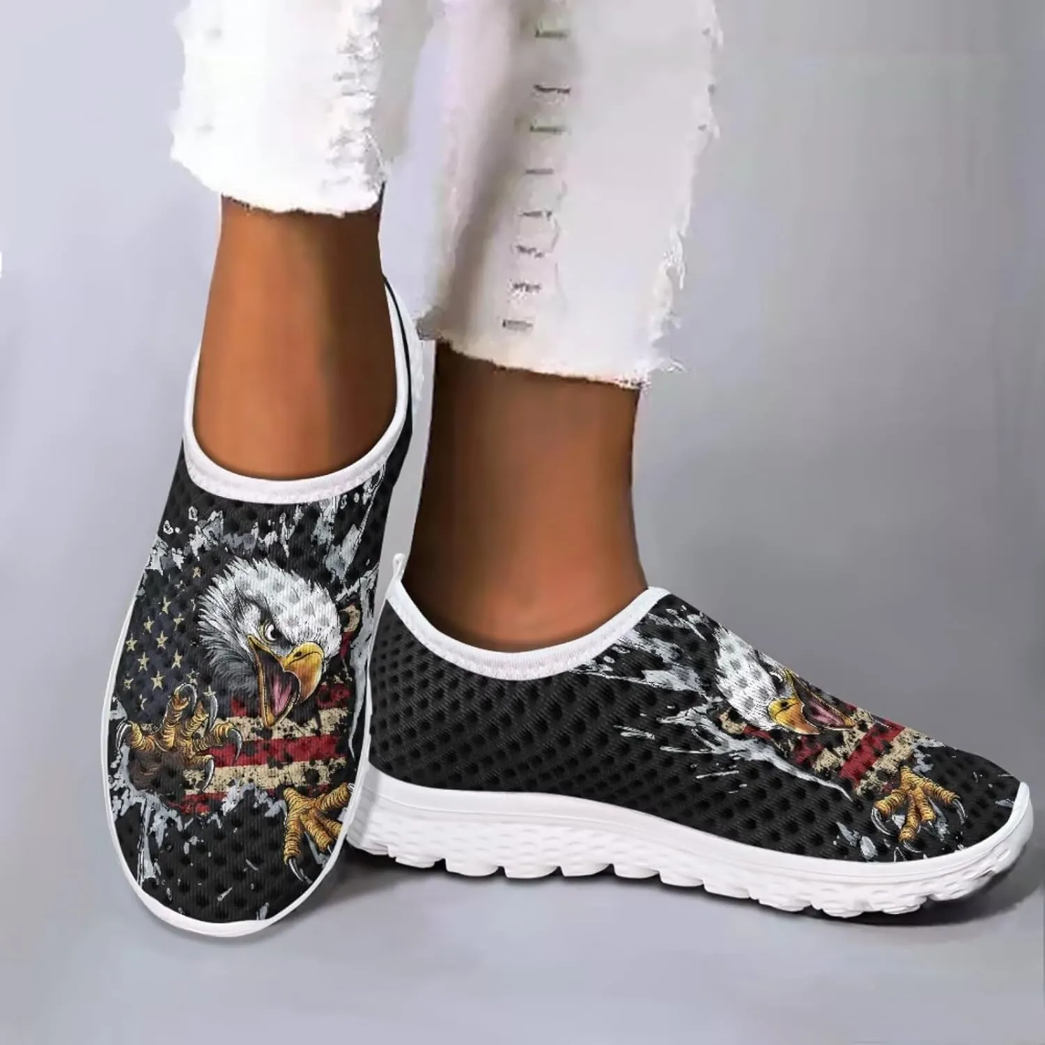 Jeiento Halloween Shoes for Women Men Halloween Party Walking Running Sneaker Shoes Slip-On Breathable Mesh Workout Fashion Shoes