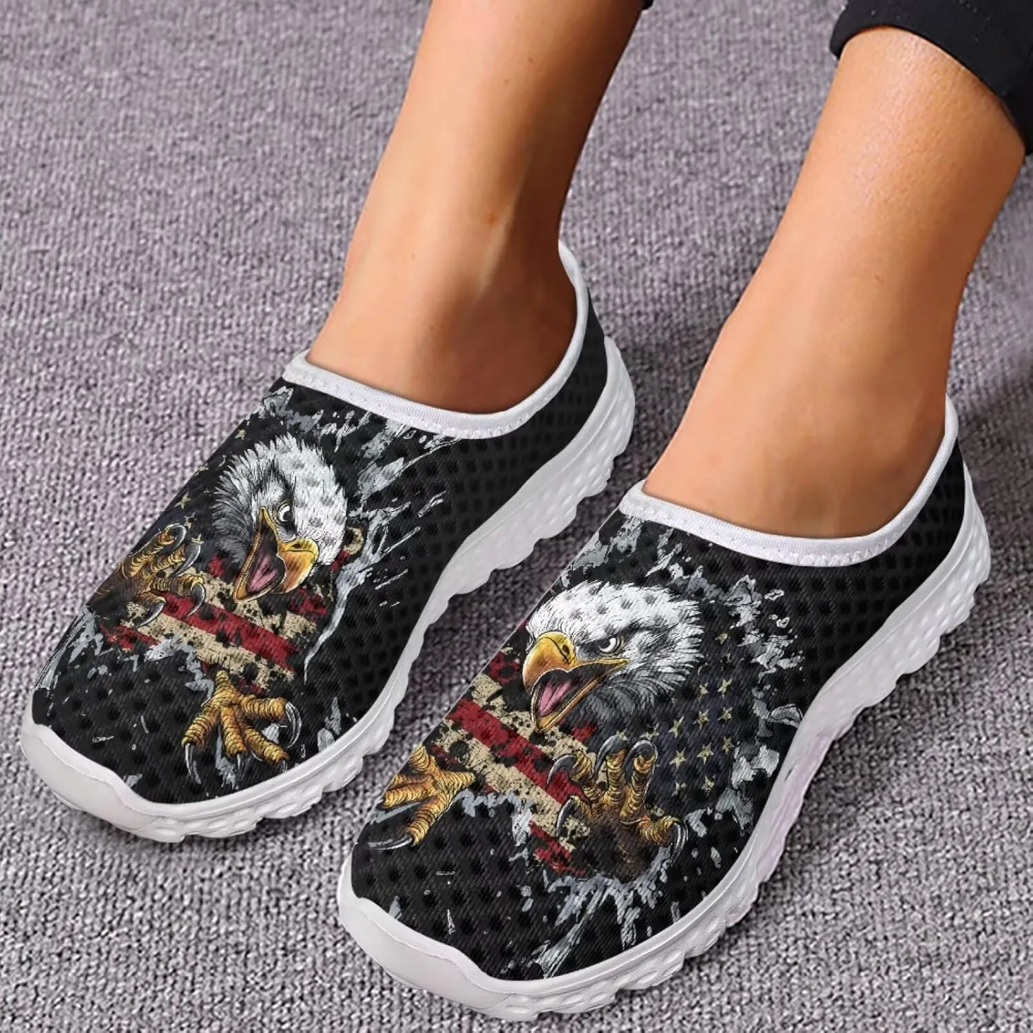 Jeiento Halloween Shoes for Women Men Halloween Party Walking Running Sneaker Shoes Slip-On Breathable Mesh Workout Fashion Shoes