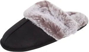 Jessica Simpson Women's Comfy Faux Fur House Slipper Slip-On Scuff Memory Foam Soft Plush Lining