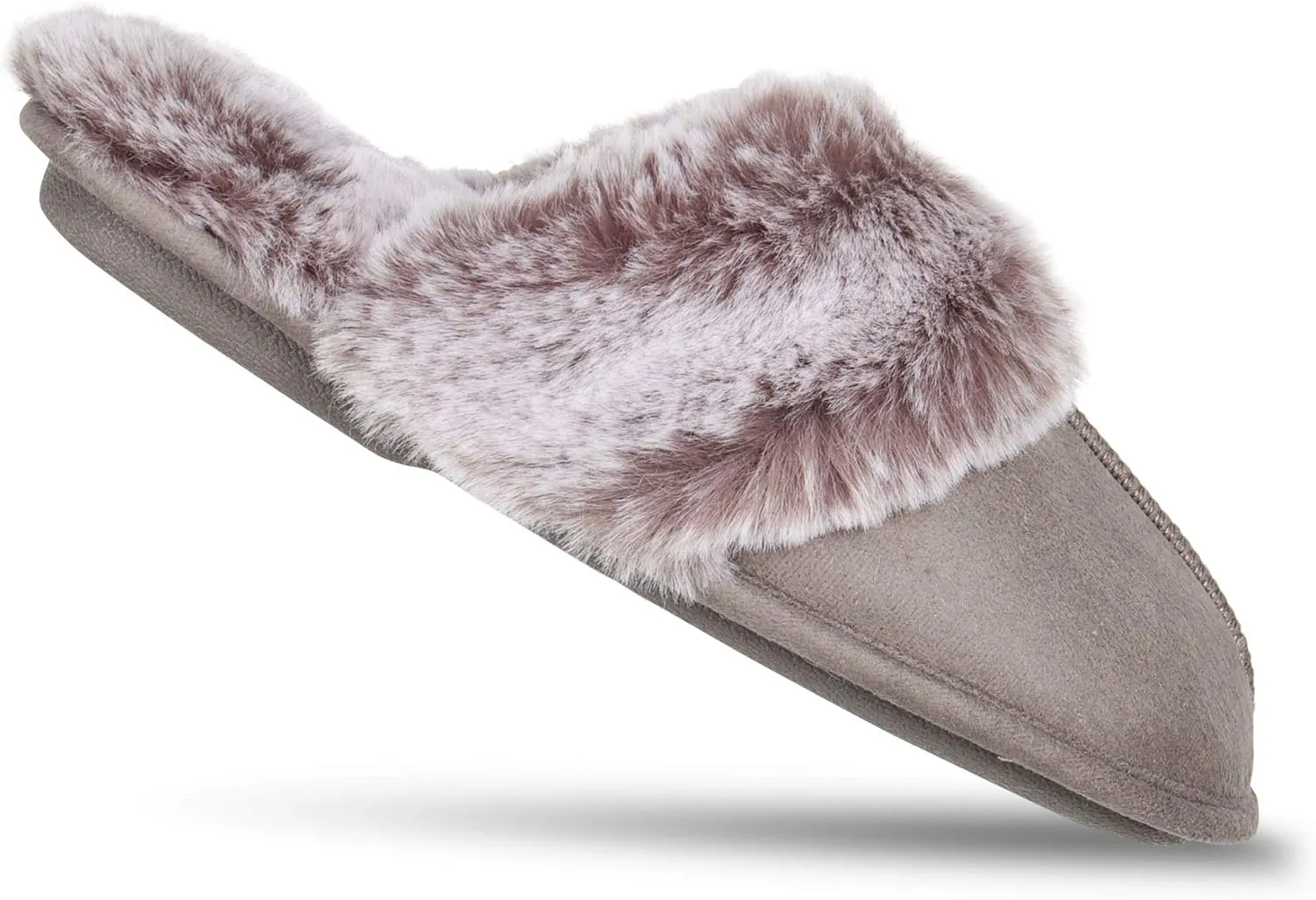 Jessica Simpson Women's Comfy Faux Fur House Slipper Slip-On Scuff Memory Foam Soft Plush Lining