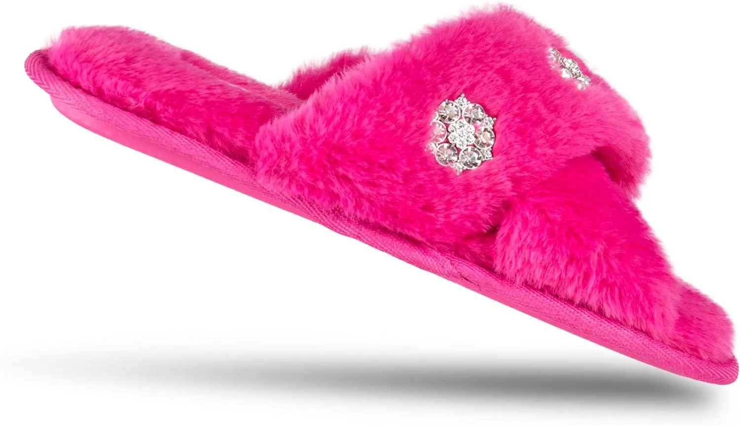 Jessica Simpson Women's Fashion Faux Feather Slide-On Memory Foam Slipper
