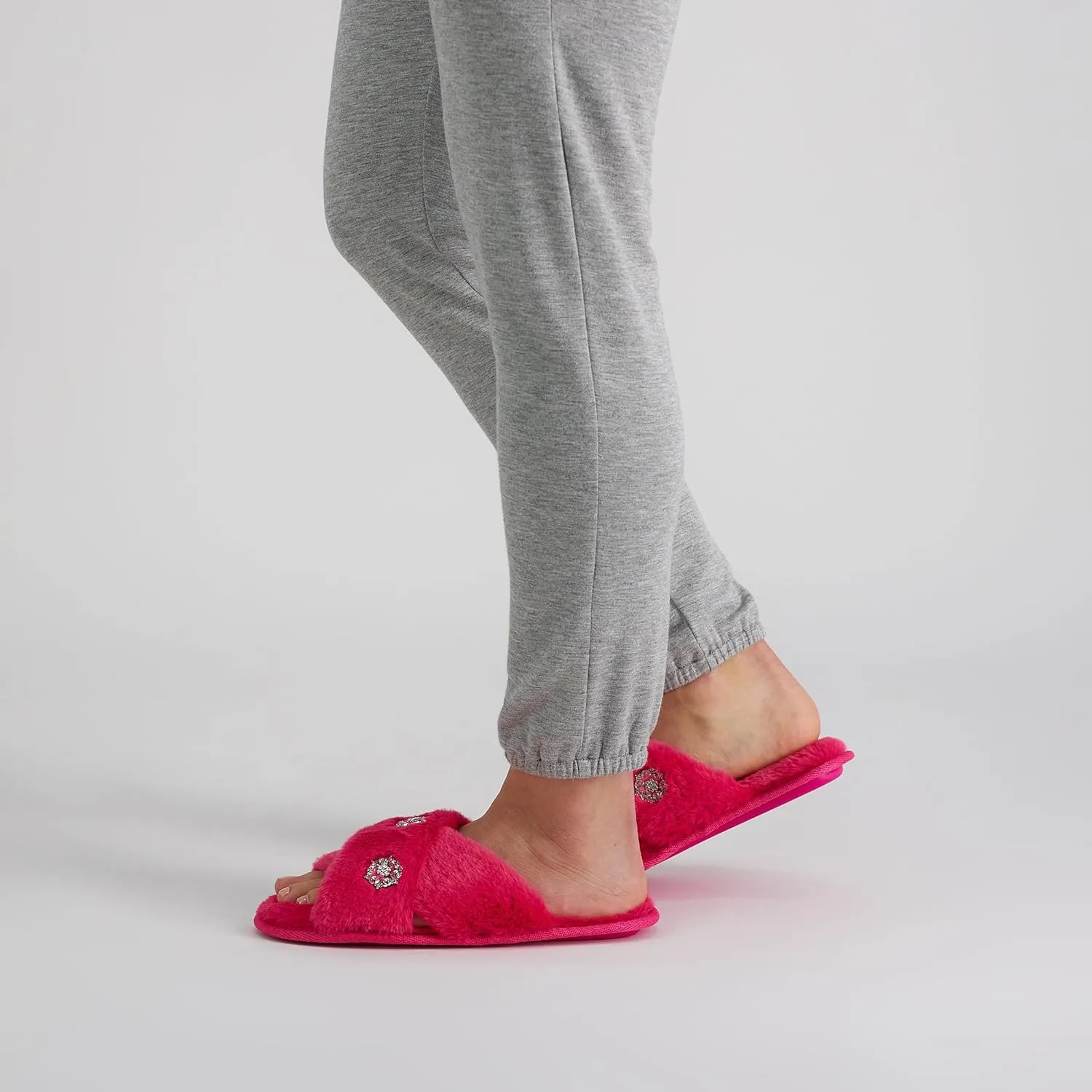 Jessica Simpson Women's Fashion Faux Feather Slide-On Memory Foam Slipper