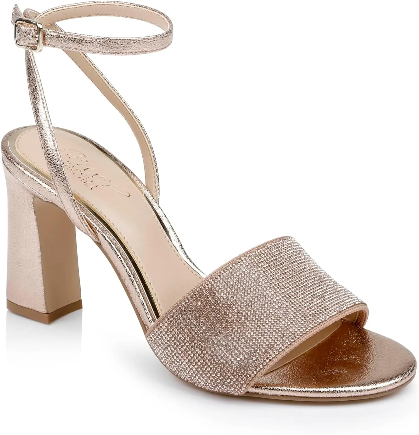 Jewel Badgley Mischka Hattie Block Heel Sandal with Ankle Strap
