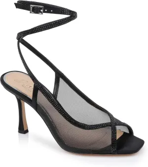 Jewel Badgley Mischka Tamera Peep Toe Heels with Wraparound Strap
