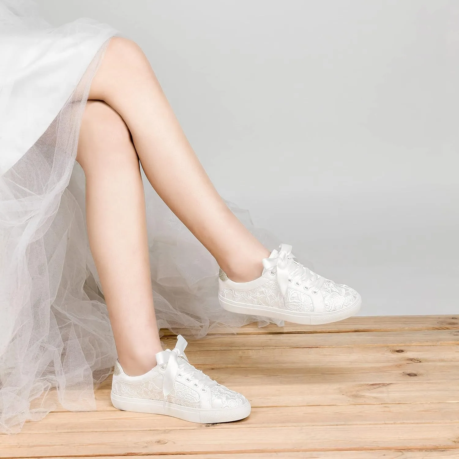 JIAJIA 8833 Wedding Shoes Bridal Sneakers Flats Bride Tennis Shoes Lace Sneakers - Personalized Customization Available