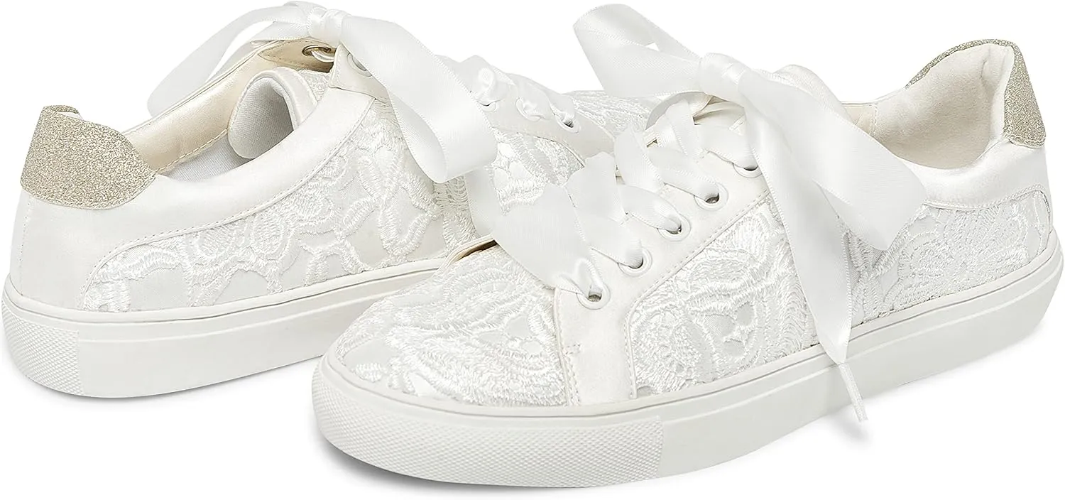 JIAJIA 8833 Wedding Shoes Bridal Sneakers Flats Bride Tennis Shoes Lace Sneakers - Personalized Customization Available