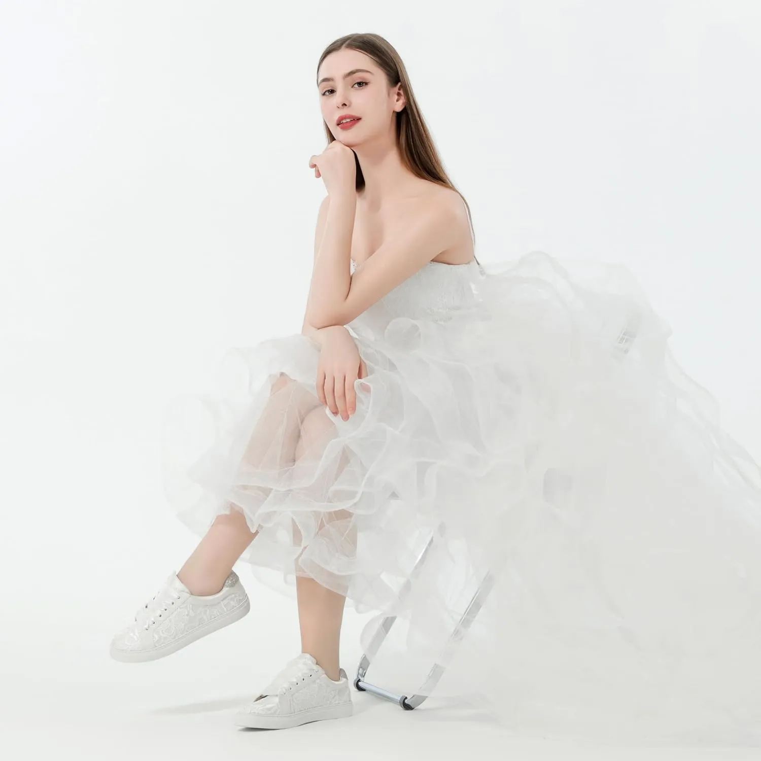 JIAJIA 8833 Wedding Shoes Bridal Sneakers Flats Bride Tennis Shoes Lace Sneakers - Personalized Customization Available
