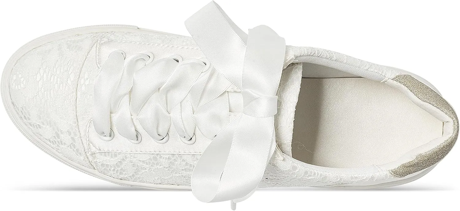 JIAJIA 8834A Wedding Shoes Bridal Sneakers Flats Bride Tennis Shoes Lace Sneakers - Personalized Customization Available