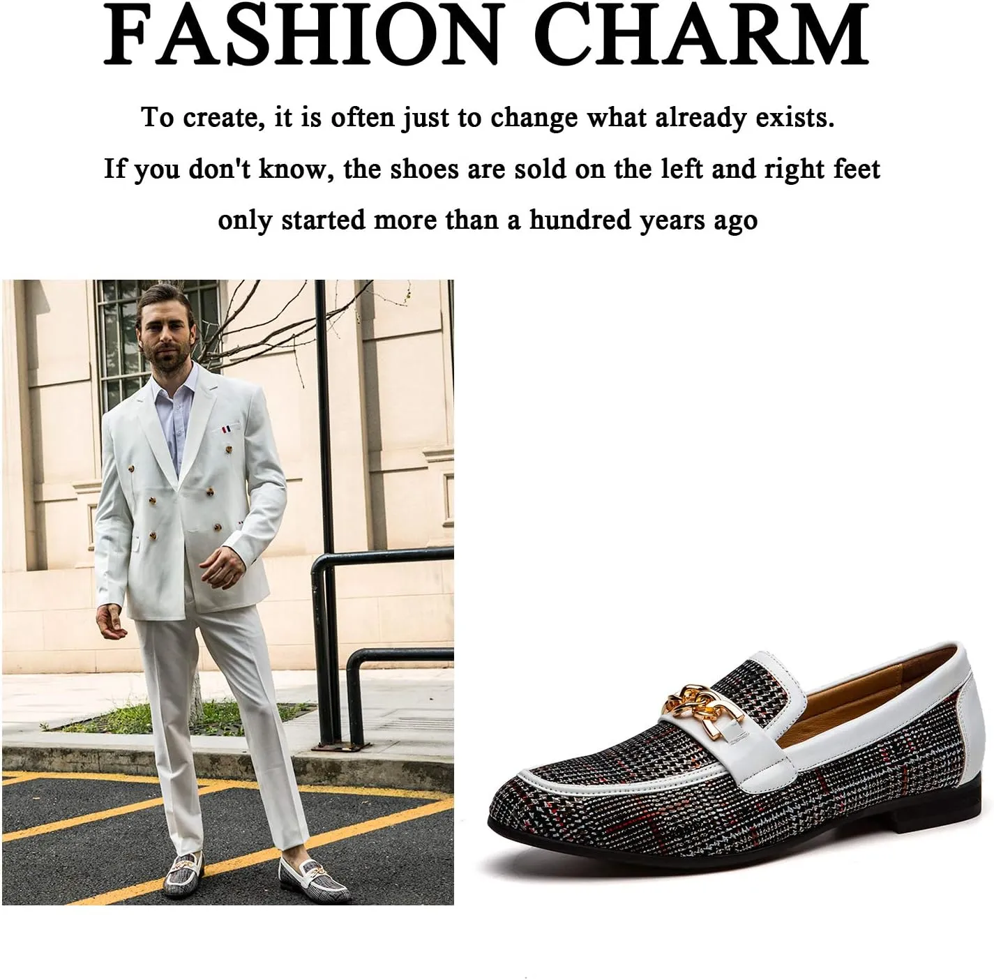 JITAI Mens Leather Shoes Pattern Printing Men's Dress Loafer Shoes Slip-on Casual Loafer Smoking Slipper