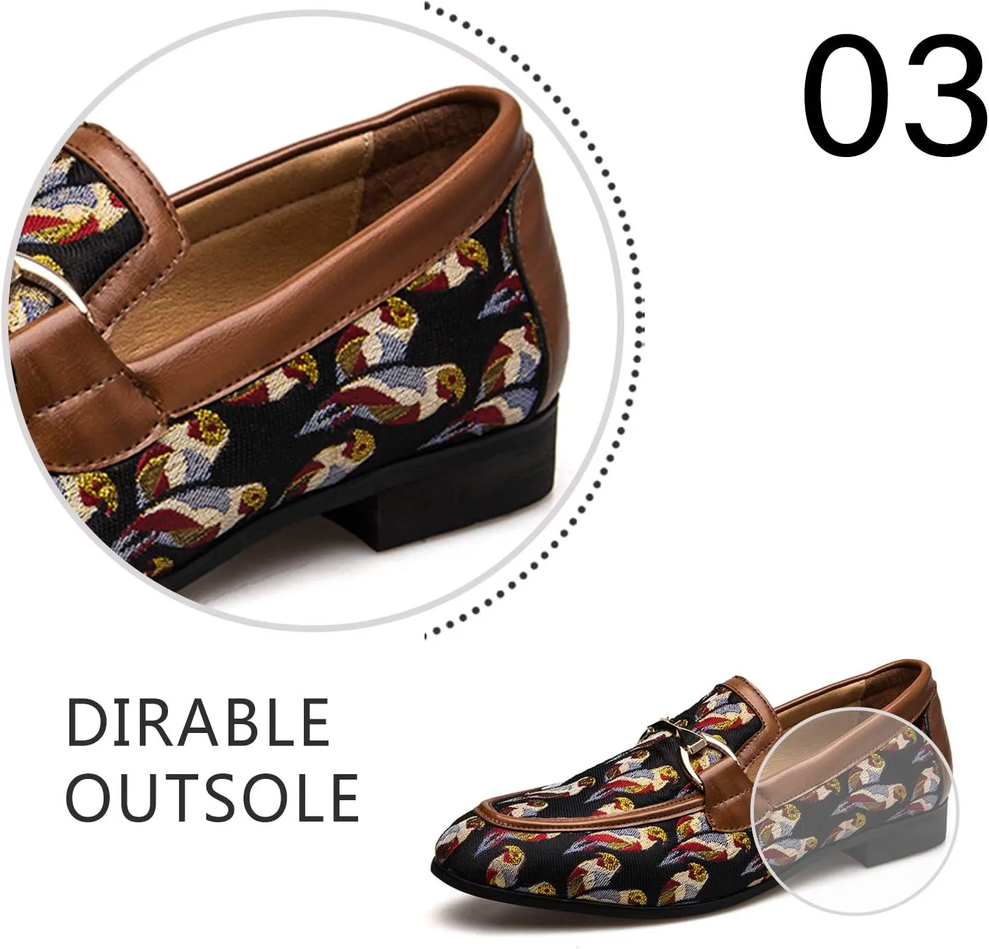 JITAI Mens Leather Shoes Pattern Printing Men's Dress Loafer Shoes Slip-on Casual Loafer Smoking Slipper