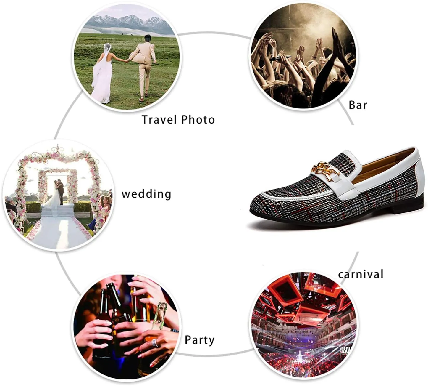 JITAI Mens Leather Shoes Pattern Printing Men's Dress Loafer Shoes Slip-on Casual Loafer Smoking Slipper