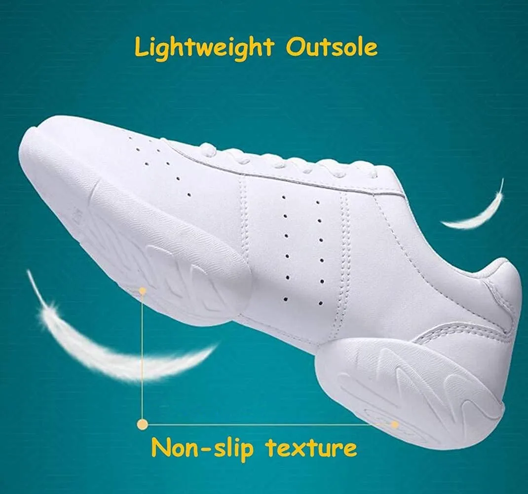 JITUUE Women Cheerleading Dance Shoes Fashion Trainers Sneakers Lace Up Gym Athletic Sport Training Shoes for Girls