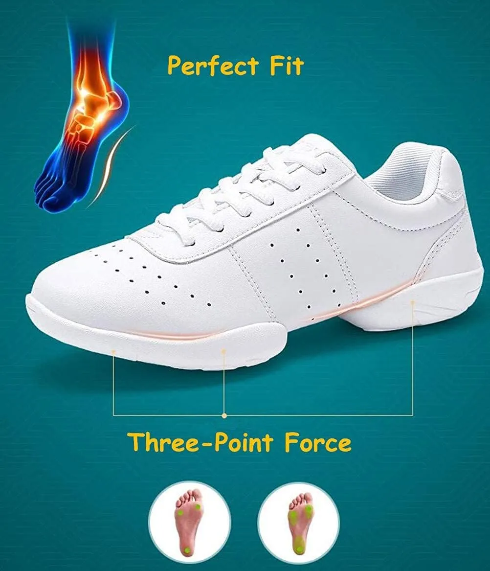 JITUUE Women Cheerleading Dance Shoes Fashion Trainers Sneakers Lace Up Gym Athletic Sport Training Shoes for Girls