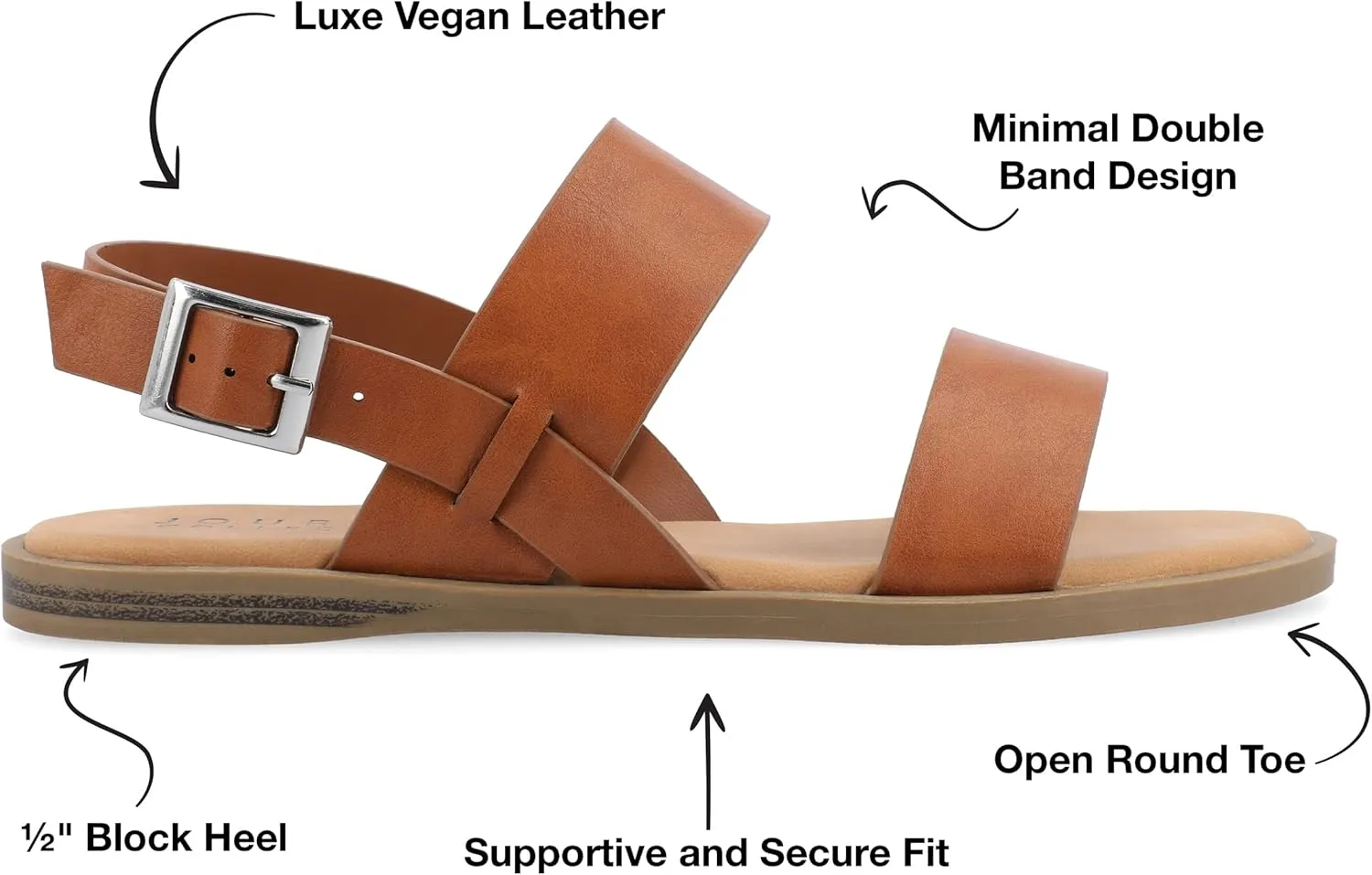 Journee Womens and Lavine Multi Strap Flat Sandals
