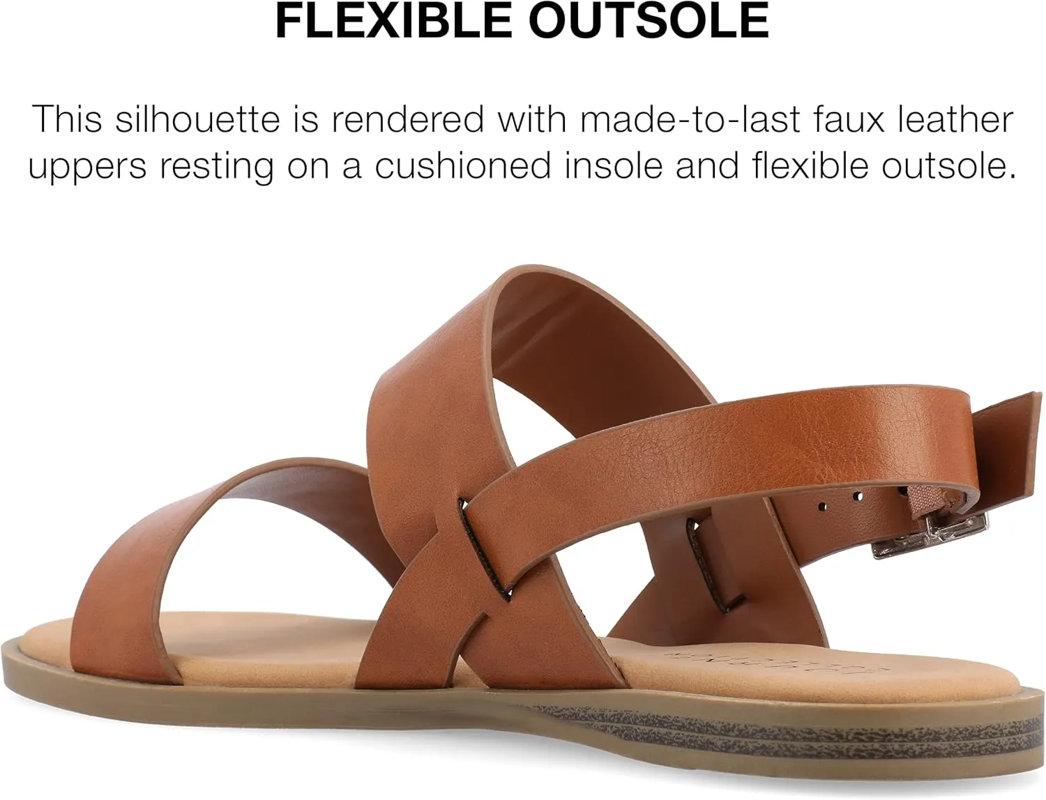 Journee Womens and Lavine Multi Strap Flat Sandals