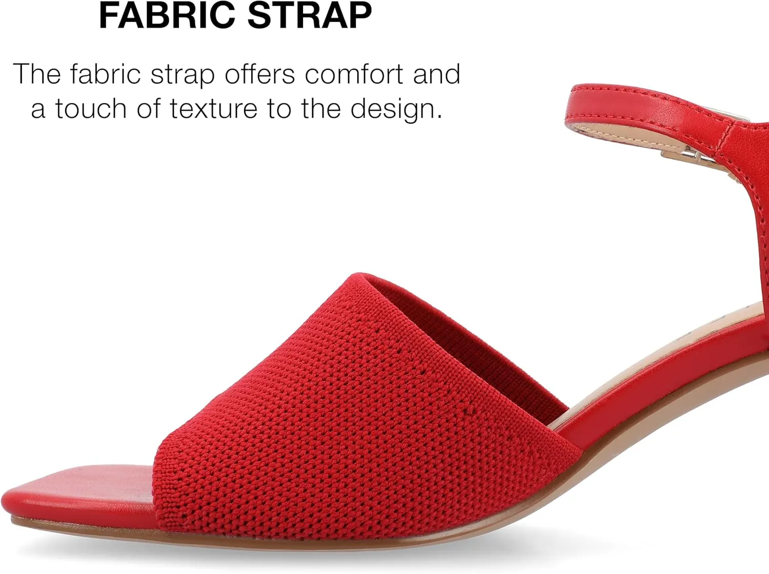 Journee Womens Knit Buckle Ankle Strap Covered Block Heel Open Square Toe Evylinn Comfort Foam Sandals