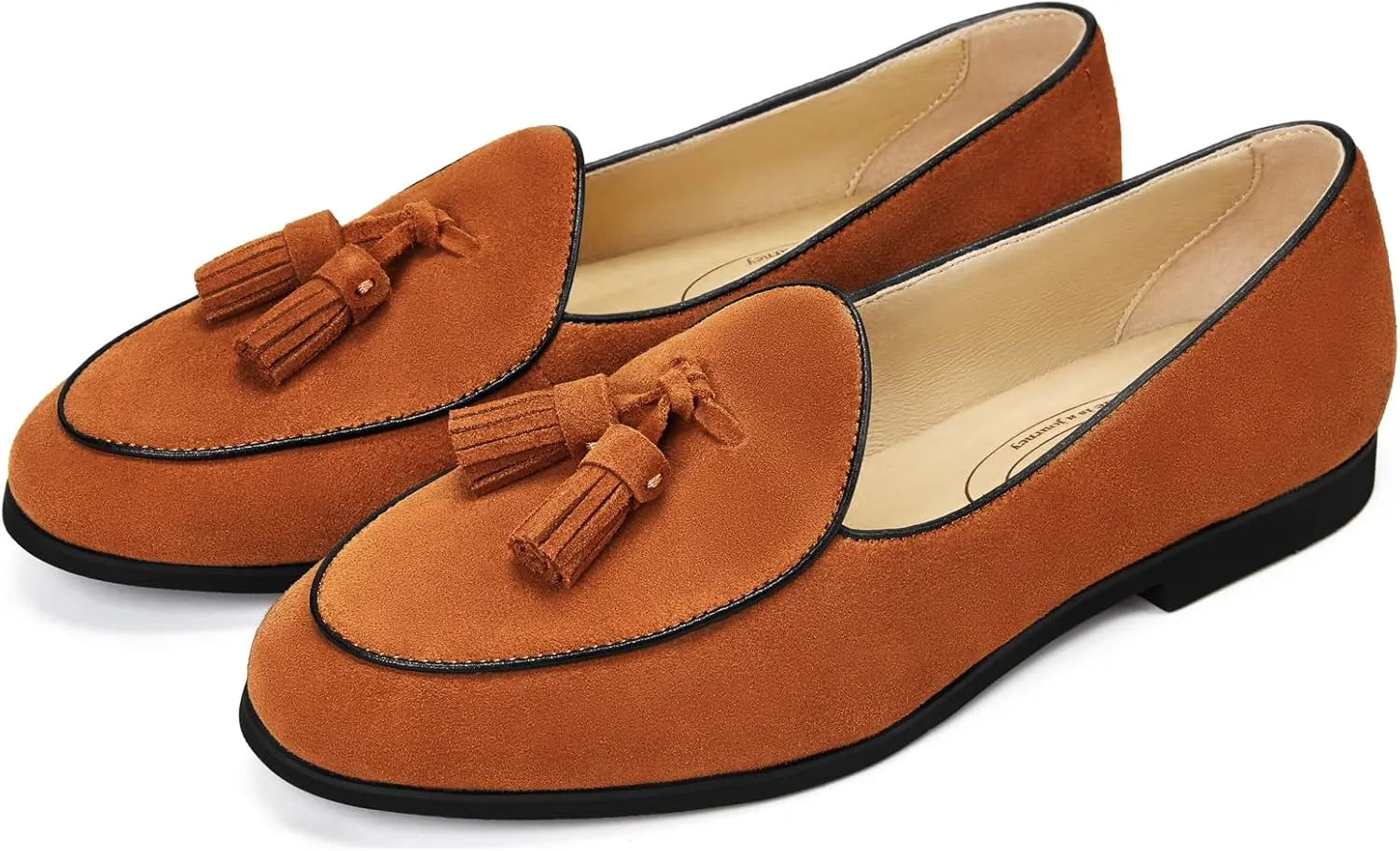 Journey West Suede Tassel Loafer for Women Slip-on Belgian Penny Loafers Shoes for Women in Many Colors
