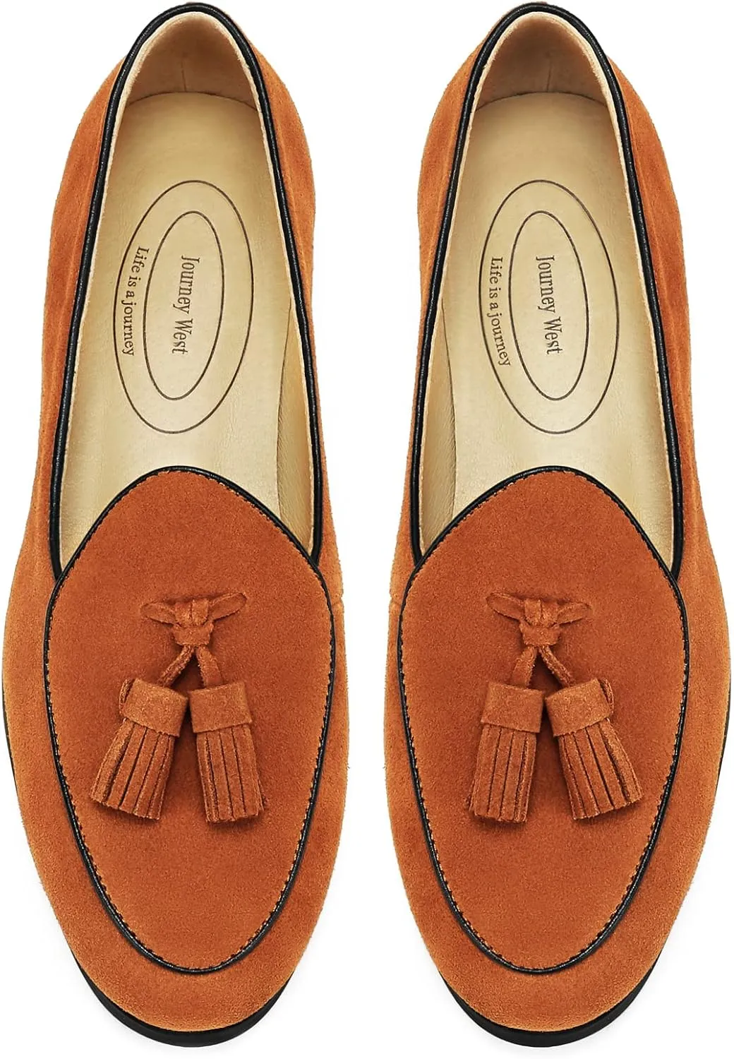 Journey West Suede Tassel Loafer for Women Slip-on Belgian Penny Loafers Shoes for Women in Many Colors